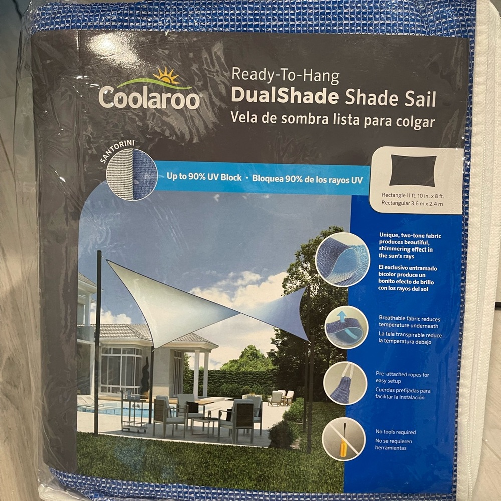 COOLA Blue and White DualShade Shade Sail